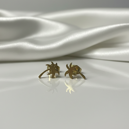 Boucles d'Oreilles Clous Palmier Doré