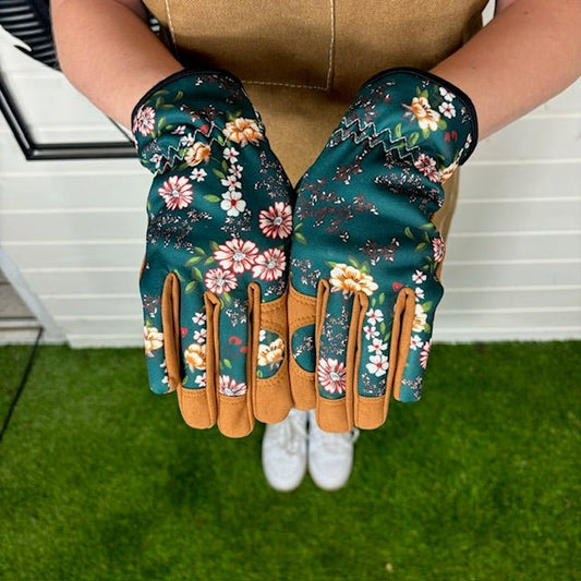 Gants de Jardinage Multifonctionnels Robuste – Motif Floral et Brun – Taille Unique - Jungle Feed