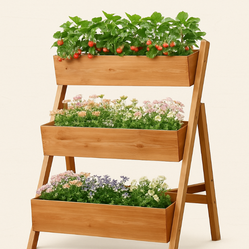 Jardinière Verticale en Bois à 3 Niveaux – Idéale pour Balcon, Terrasse ou Intérieur