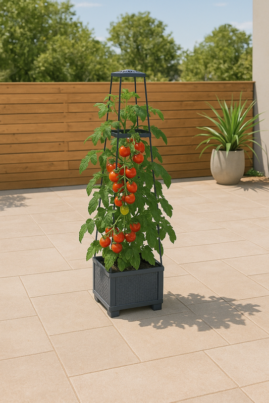 Rankhilfe + Tomatenpflanze - Ideal für Terrasse & Balkon