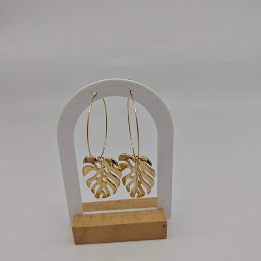 Boucles d’Oreilles Monstera – Style Tropical Chic