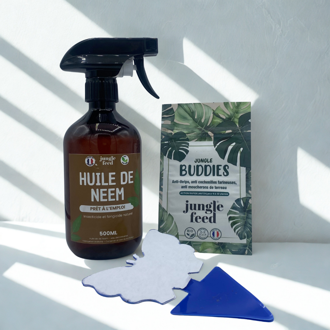 bouteille huile de neem un jungle buddies et un anti thrips papillon bleu 