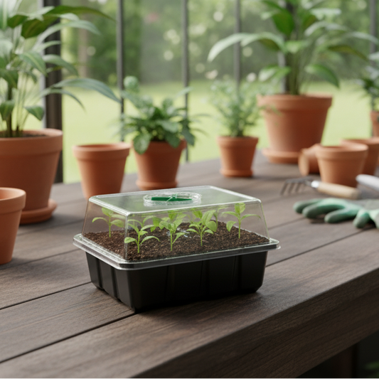 Mini-Setzlingsgewächshaus mit 12 Fächern, Deckel und Belüftung – Ideal für Ihre Setzlinge