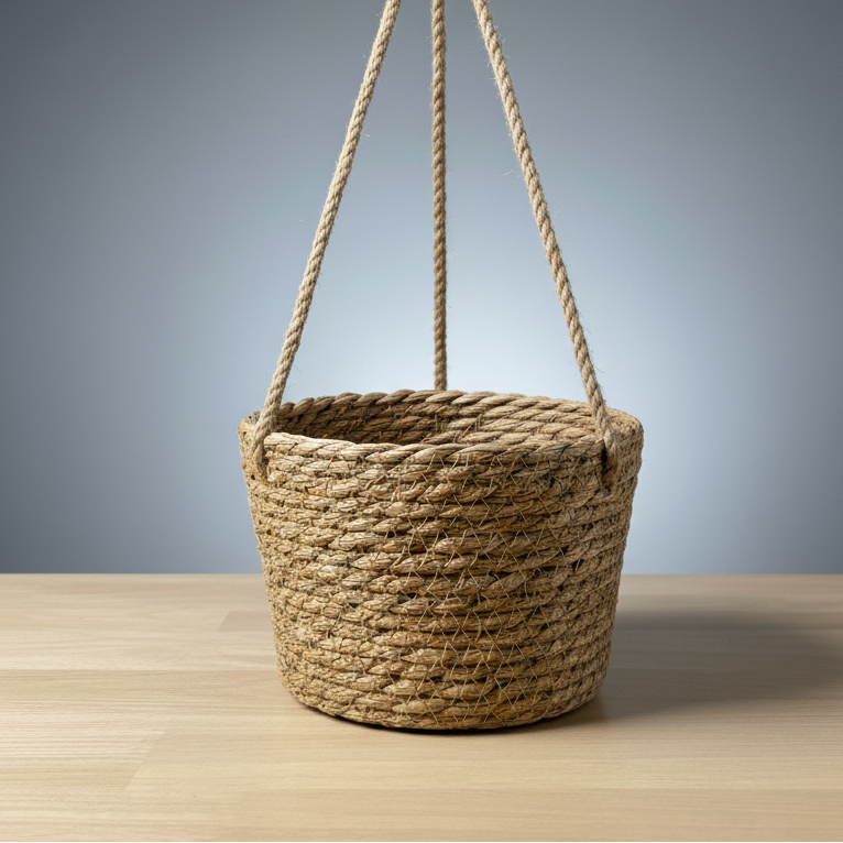 Lot De 2 Paniers Suspendus En Rotin Tissé Main - Forme Conique Avec Doublure - Pour Plantes, Décoration Murale Intérieur/extérieur