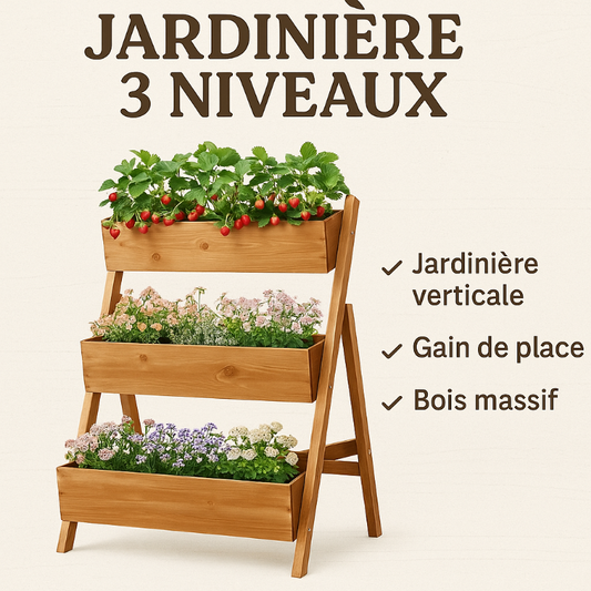 Jardinière Verticale en Bois à 3 Niveaux – Idéale pour Balcon, Terrasse ou Intérieur