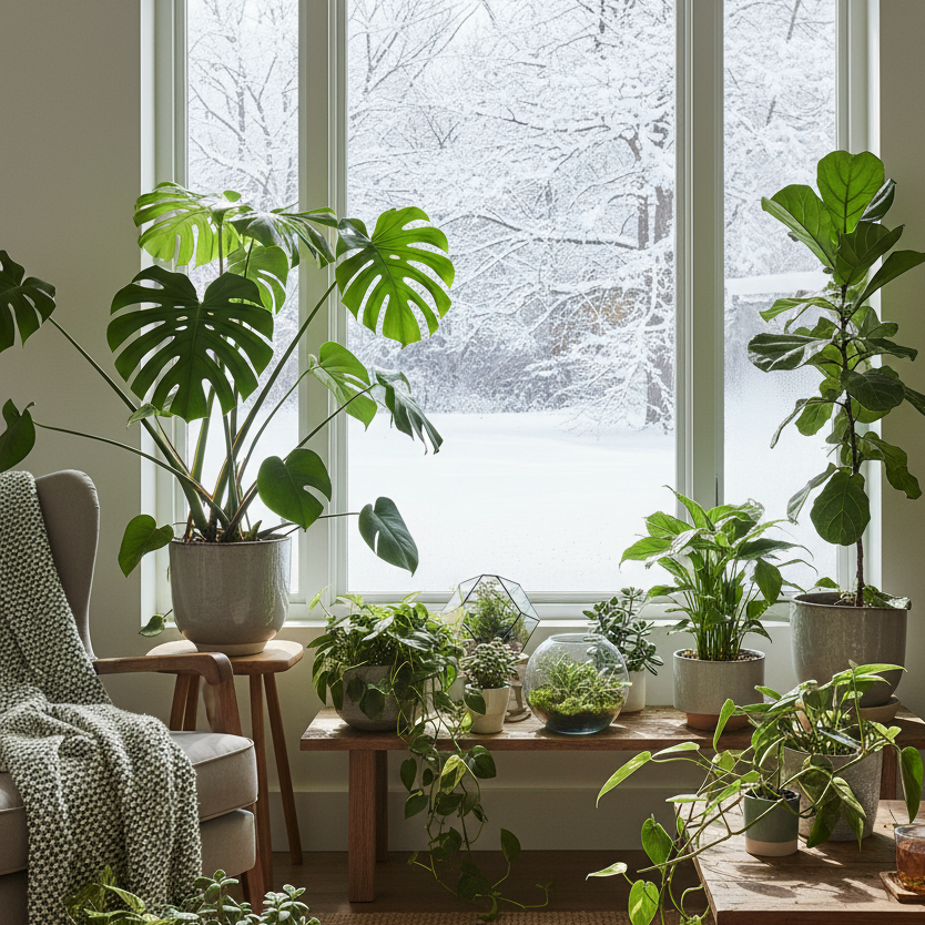 des plantes dans un appartement en hiver 
