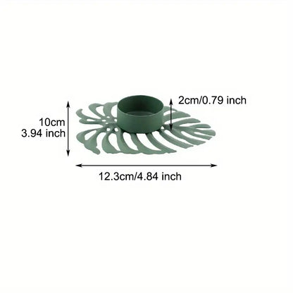 Porte bougies en métal feuille monstera